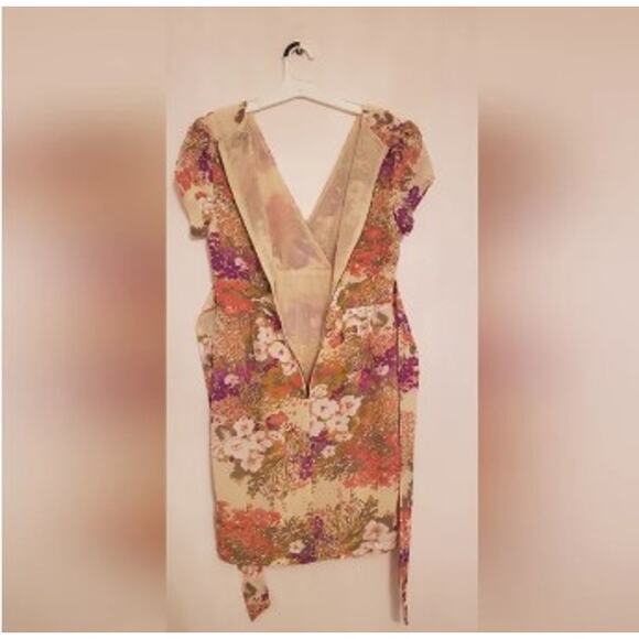 Dan Ling Floral Dress waist tie size S zip back Pink/purpls - Picture 3 of 4